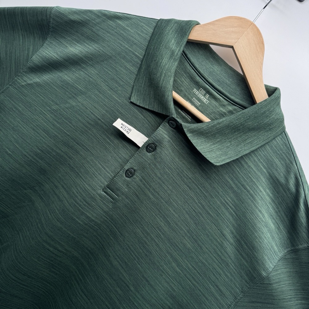 Haggar Cool 18 Performance Polo Shirt Men XXL Short Sleeve Green NWT